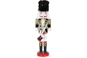 MicoSim Christmas Nutcracker Decor,12" Wooden Nutcracker Decorations,Collects Nutcracker Ornament for Festival Party Outdoor Xmas Gifts (Black Cloth-Covered Drummer)