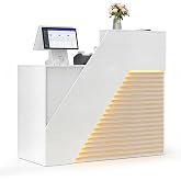 TUSY 42.2" H Modern Reception Desk - Small Front Desk with Adjustable LED Light, Reception Room Table with Built-in USB Outlet for Salon, Lobby (47.2" W x 19.69" D x 42.2" H)