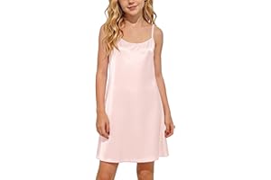 Zzalalana Girls Satin Nightgowns Tank Dress Summer Sleeveless Spaghetti Strap Beach Casual Dresses for Kids 5-14 Years
