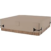 iBirdie Outdoor Waterproof Hot Tub SPA Cover 85 x 85 inch, 7 x 7 ft | Brown, Fit 84 x 84, 83 x 83, 600D, Heavy Duty, Weatherproof, Square, Protectors Cap