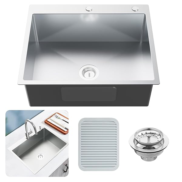 KITCHEN SINK, STAINLESS STEEL 27 X 22 INCH...