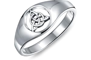 Bling Jewelry Personalized Unisex Ancient Viking Celtic Infinity Trinity Knot Triquetra Signet Ring for Women Oxidized .925 Sterling Silver Customizable
