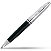 Cross Calais Ballpoint Pen, Chrome &amp; Black Lacquer, Medium Point, Black Ink | Ballpoint Pen for Everyday Use, Professional Desk Essential, Smooth Writing, Luxury Gift Box, Medium Point Black Refill