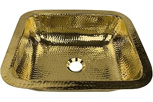 Nantucket Sinks REB 17-Inch x 14-Inch Hand Crafted Hammered Bar Sink, Solid Brass