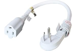 FIRMERST 1875W Low Profile Flat Plug 1Ft Extension Cord 14AWG 15A White