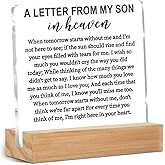 Memorial Gifts Acrylic Sign, Remembrance Condolence for Loss of Loved One, A Letter From My Son In Heaven Table Decor Bereavement Gift, Sympathy Gifts for Mom Dad Couple