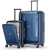 Luggage Sets 2 Piece, Carry On Luggage with Front Pocket & USB Port and 28 Inch Expandable Checked Luggage with Top Opening, Durable PC Hardside Suitcases with Spinner Wheels & TSA Lock, Blue (20/28)
