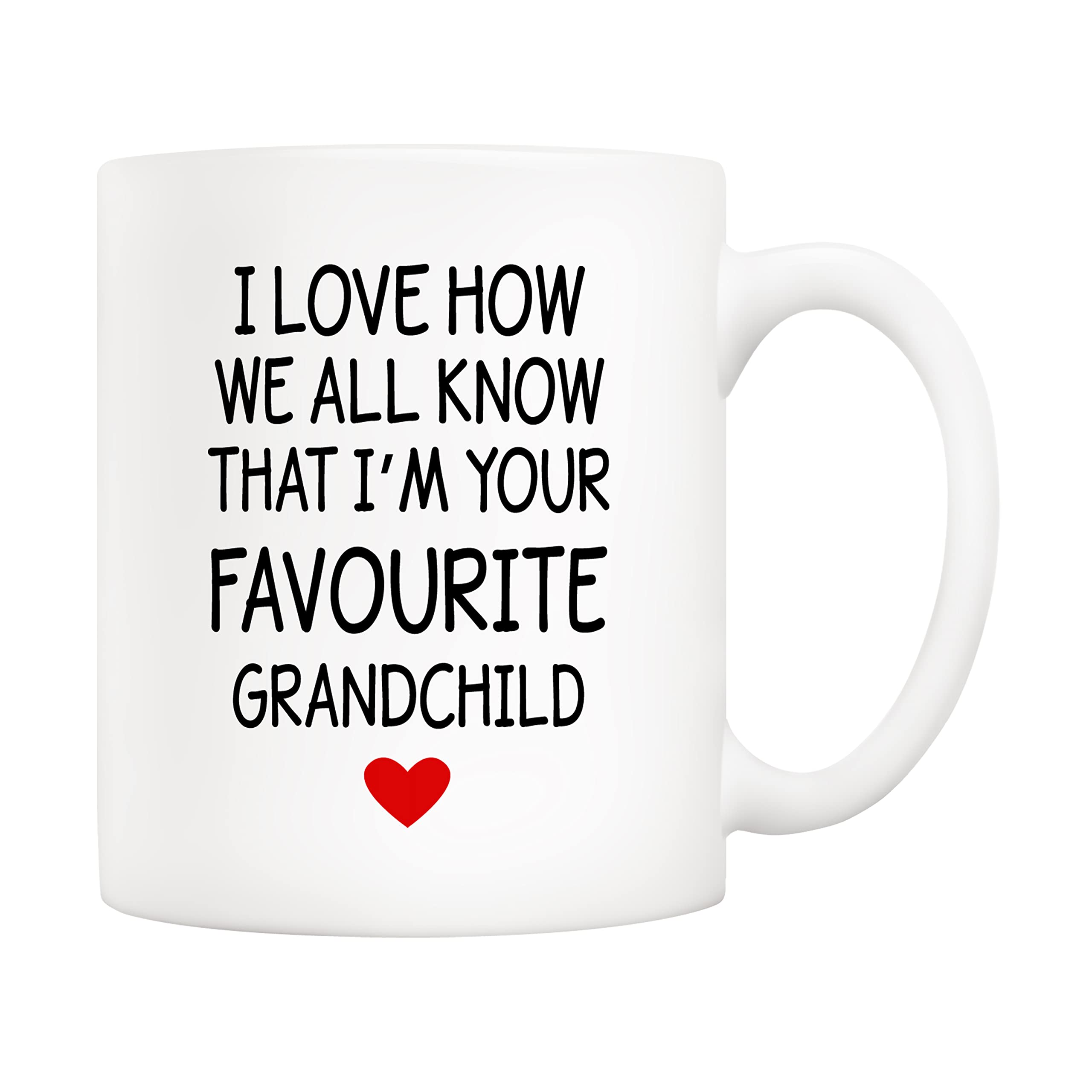 5Aup Fathers Day Great Grandma/Grandad Mug from Granddaughter Grandson, I Love How We All Know That I'm Your Favourite Grandchild Coffee Cup for Grandfather 11 Oz