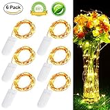 Ankway [6 Pack] 20 LED String Lights Battery Powered, 7.2ft LED Fairy Lights Battery Operated 2X CR2032 Large Beads Copper Wire Starry Lights DIY Gift Box Valentines Day Decorations Warm White