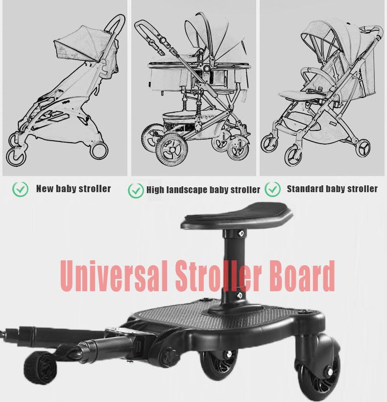 LBOYLOVE® Stroller Board,Universal Stroller Board with Detachable Seat,Buggy Board Suitable for Most Brands of Strollers, Universal Prams Accessories for Children from 2-6 Years (25 kg)