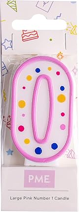 PME Pink Number 0 Candle 63 mm Multicolor Pots Cake Topper 1 x 6.3 cm view 2