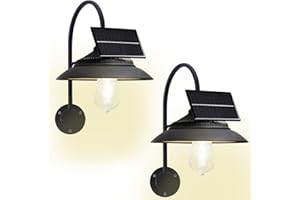 Goodeco Solar Barn Lights for Outside - 2 Lighting Working Modes Motion Sensor Outdoor Lights with A Big Solar Panel & Clear Glass LED Edison Bulbs, Yard & Housewarming Gifts, Black (2 Pack)