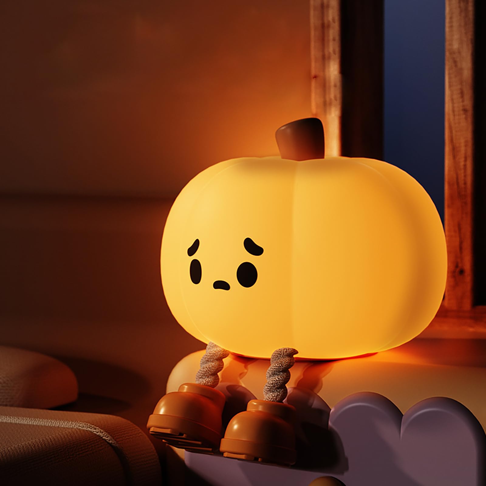 XRR Baby Night Light Child, Rechargeable Pumpkin Lamp Halloween Silicone Touch Bedside Lamp for Children Adults Bedroom Decoration Gift Newborn