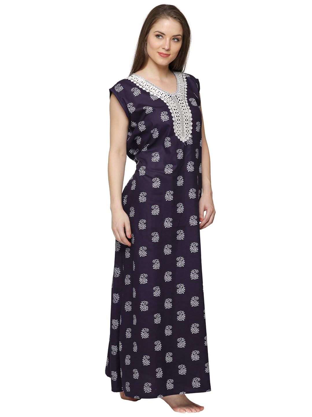 secret wish women's printed cotton nighty