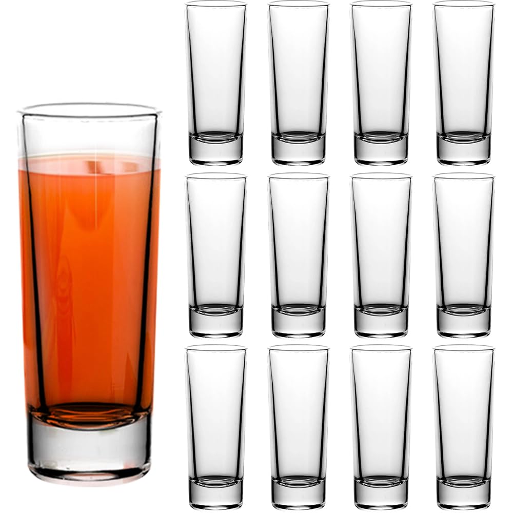 MSYU 12 Pack Clear Shot Glasses Bulk, 2oz/60ml Spirit Glasses with Heavy Base, Mini Shot Glass Cups Set for Cocktail Vodka Espressos Liqueurs Tequila Rum Home Bar
