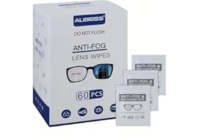 ALIBEISS Anti-Fog Lens Wipes Pre-Moistened Anti-Fog Wipes, 6inch X 5inch,for Eye Glasses (60 Pack)