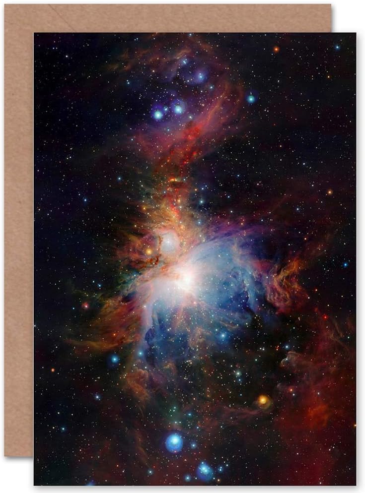 Wee Blue Coo Greeting Card Birthday Space Infrared View Orion Nebula, r.blue, 17.5 x 12.5 cm