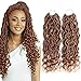 6 Packs Goddess Locs Crochet Hair Wavy Curly #27 14 Inch Faux Locs Crochet Braids Synthetic Hair Extensions Brown Goddess Crochet Locs Low Temperature Braiding Hair (14