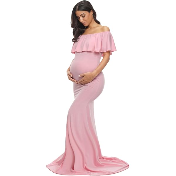 Womens Lace Off-Shoulder Maternity Dress Lace Fancy Pregnancy Gown for Baby  Shower Photo Shoot (Yellow, S) at Amazon Women's Clothing store