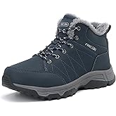 HANABIRA Snow Boots for Men Waterproof Hiking Winter Boots With Warm Fur Lined Non-Slip Wide Ankle Snowboots for Outdoor
