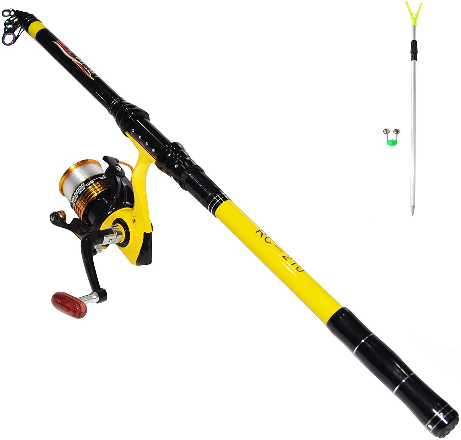 Richcat Fishing Rod and Reel Combo，Medium Heavy Poles and Reels Telescopic Rod Kits for Adults， 22lb Line Pre-spooled with Spining Reel for Saltwater Freshwater Catfish Bass Fishing
