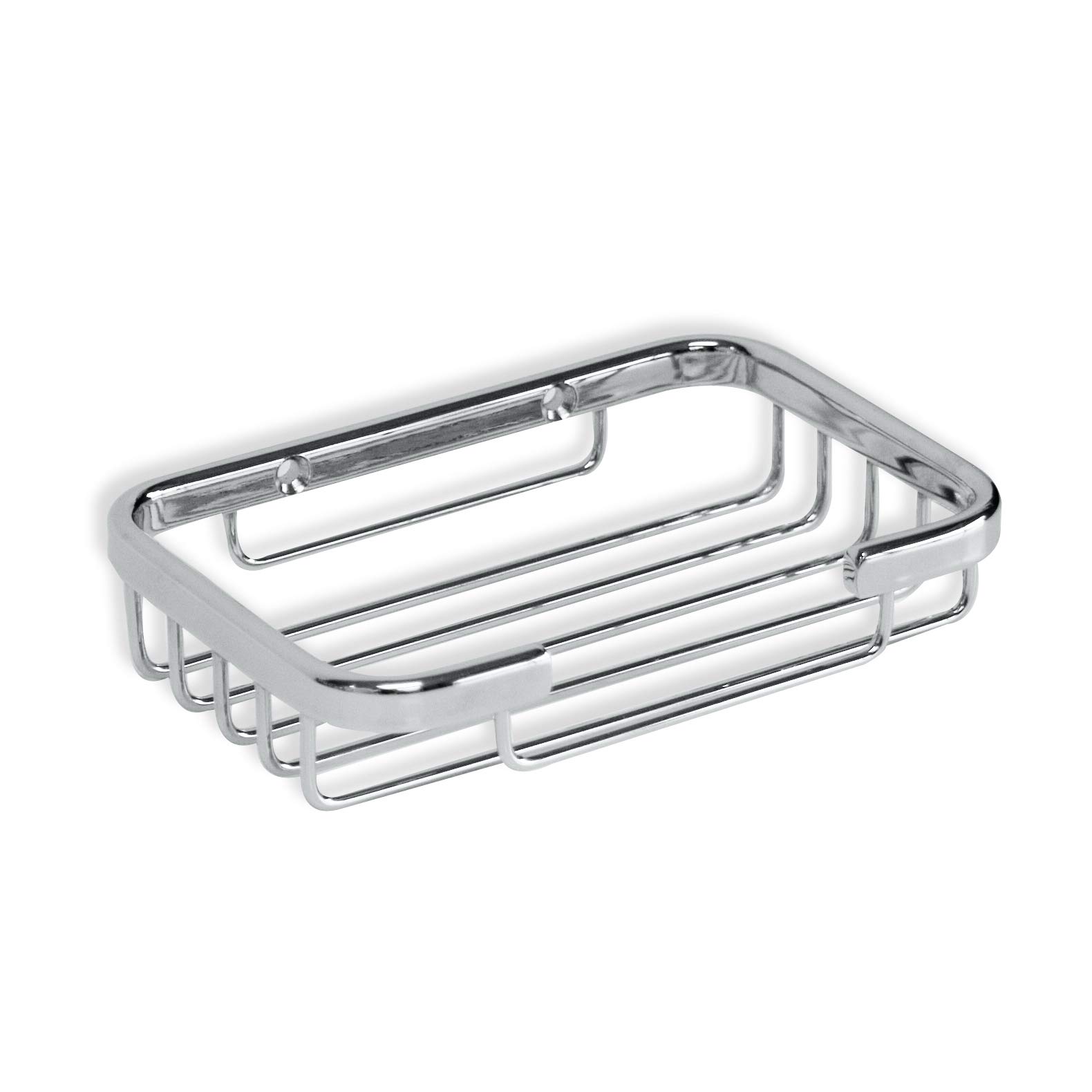 TATAY Rectangular Krom flat basket, small format, functional design, with front opening, made of chromed brass and stainless steel.