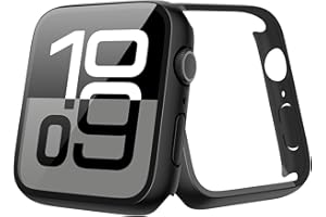 [2 Pack] JULK Case with Tempered Glass Screen Protector for Apple Watch 10 (2024) 46mm, Slim Guard Bumper with HD Glass, Full Coverage Hard PC Protective Cover for iWatch Series 10 46mm, Black