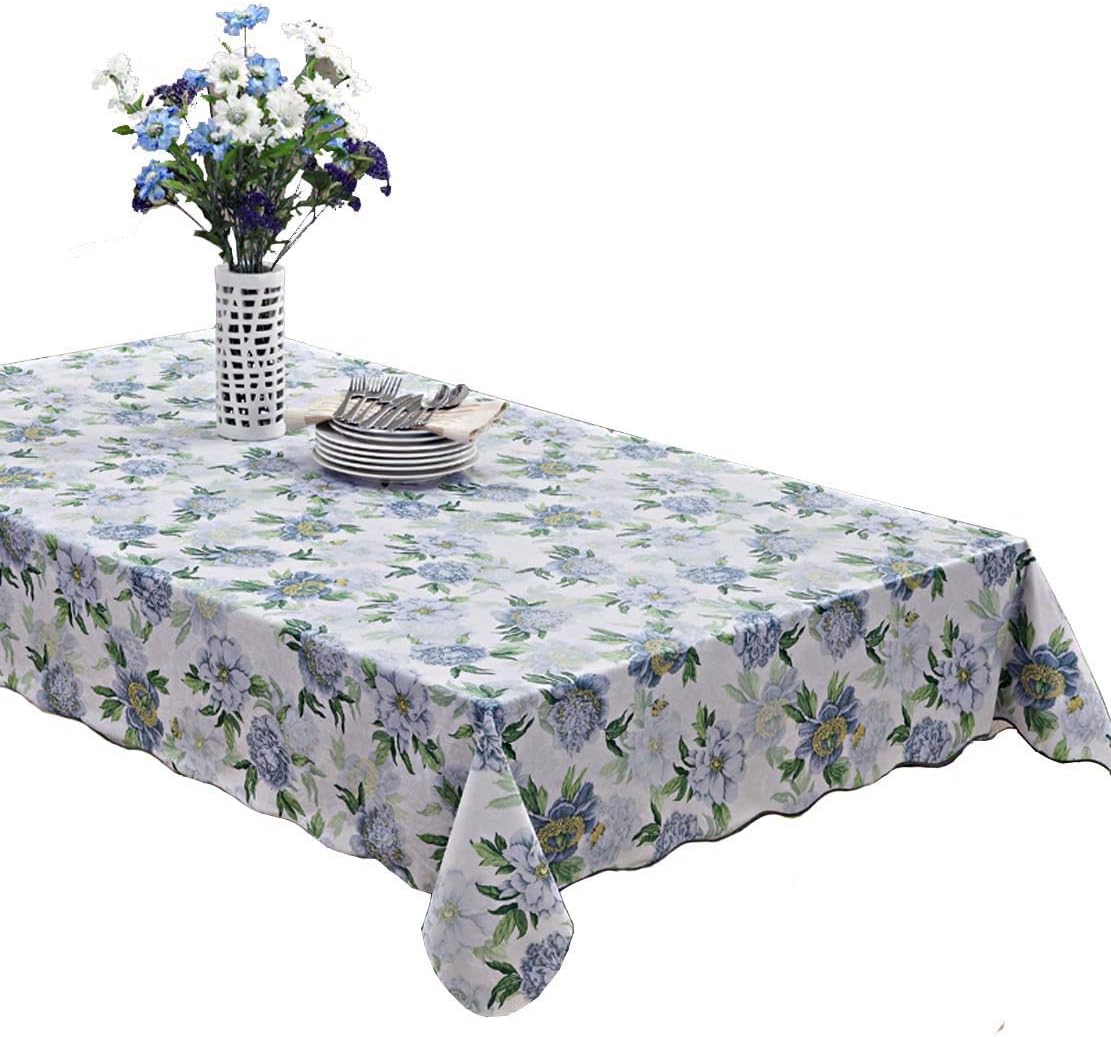 Ennas CZ044BM Vinyl Flannel Back Tablecloth Oblong 54-inch-by-72-inch Floral