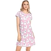 vvfelixl Sleep Shirt for Women,Polar Bears Playing Women Nightgown Pj Dress Lounge Sleepwear Short Sleeve S