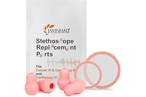 JAVINHAU Replacement Accessories Kit Fits Classic 3 Cardiology 3 & Cardiology 4 for Littman Stethoscope Replacement Parts & Stethoscope Bell Cover Diaphragm and Eartips Earbud Replacement Parts (pink)