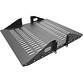 Jingchengmei 2U Cantilever Server Rack Shelf 2 Piece Set Center Weighted | Steel 19 Inch Vented Rack Mount Tray 10" Deep for AV/Data Network Equipment Enclosure, 110lb Capacity(2U2PC10V, black)