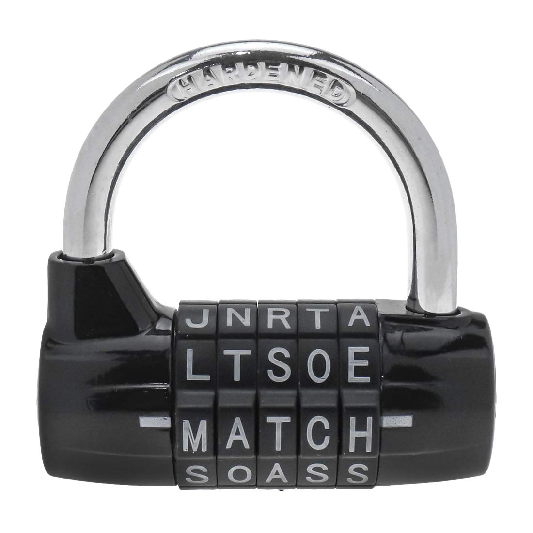 Photo 1 of Semetall Gym Locker Lock 5 Letter Word Lock Heavy Duty 5 Digit Combination Lock Outdoor Metal Combination Padlock for School Locker,Sports Locker, Gate(Black)