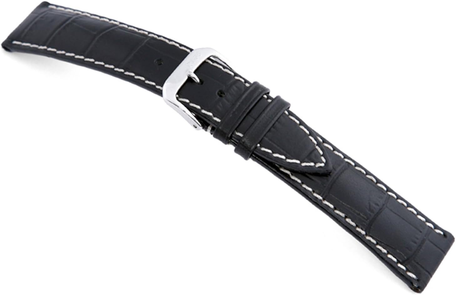 PanatimeRIOS1931 New Orleans - Genuine Embossed Leather Watch Band with Gator Print and White Stitching
