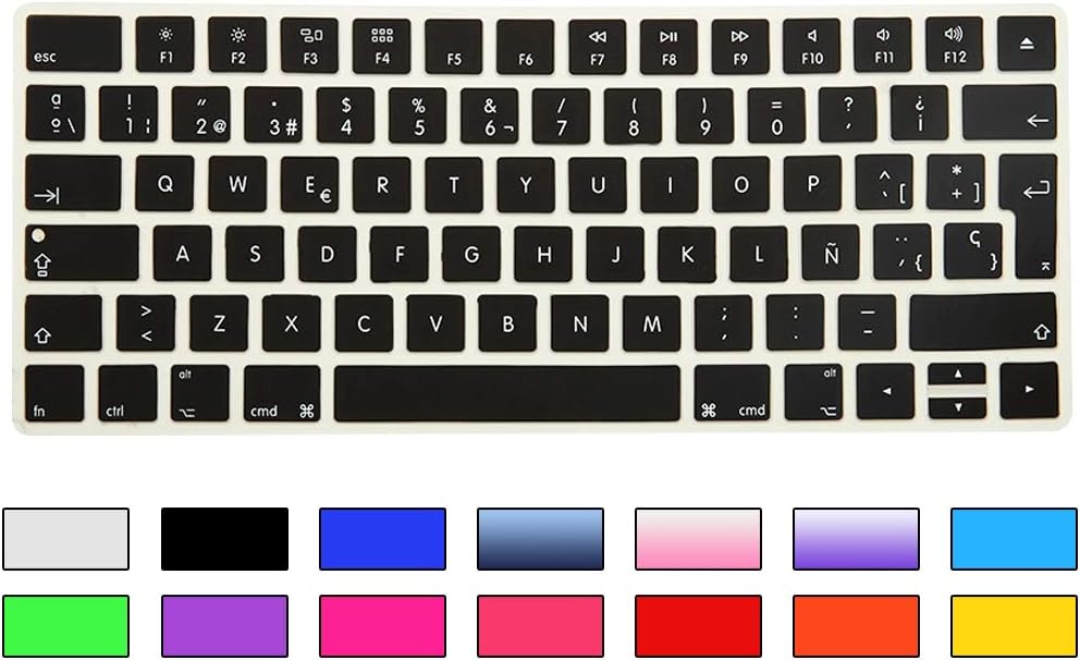 Premium EU Layout Spanish Ultra Thin Soft-touch Silicone Keyboard Protective Cover Skin Protector for Magic Wireless Keyboard MLA22L/A A1644 (2015 Released)-Black
