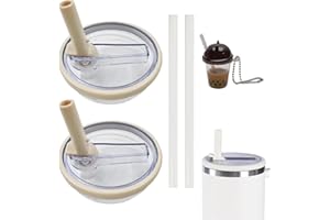 GREWAS Tumbler Flip Straw Lid Replacement Fit for Stanley Quencher 40 oz, 2 PCS Spill Proof Splash Resistant Tumbler Lids, Reusable Tumbler Cover for Stanley Cup and HydroJug Traveler (White*2)