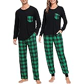 LecGee Matching Family Pajama Set Christmas Couple Plaid Sleepwear Xmas Long Sleeve Lounge Set Men&Women Button Down Pjs Set