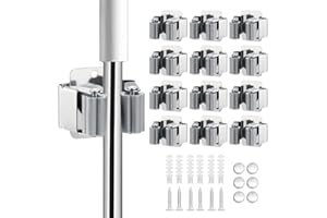 JAMEND CLXP 12PCS Broom and Mop Holder, Heavy Duty Garden Tool Organizer Rack Rake and Shovel Handle, Stainless Steel Mop Han