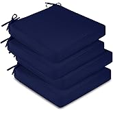 downluxe Outdoor Chair Cushions Set of 4, Waterproof 19" x 19" x 3" Patio Chair Cushion with Non-Slip Ties & Handle, Square Outdoor Cushion for Patio Furniture with Removable Cover, Navy