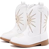 BMCiTYBM Toddler Girls Cowboy Cowgirl Boots Little Kids Pointed Toe Western Boots Mid Calf Side Zipper Riding Shoes for All Seasons (Toddler/Little Kid)