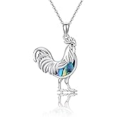 YAFEINI Cute Animal Necklace S925 Sterling Silver Panda/Fox/Chihuahua/Cow/Dachshunds/Hummingbird/Owl/Horse/Rooster Pendant Necklace Jewelry Gifts for Women Female Mom