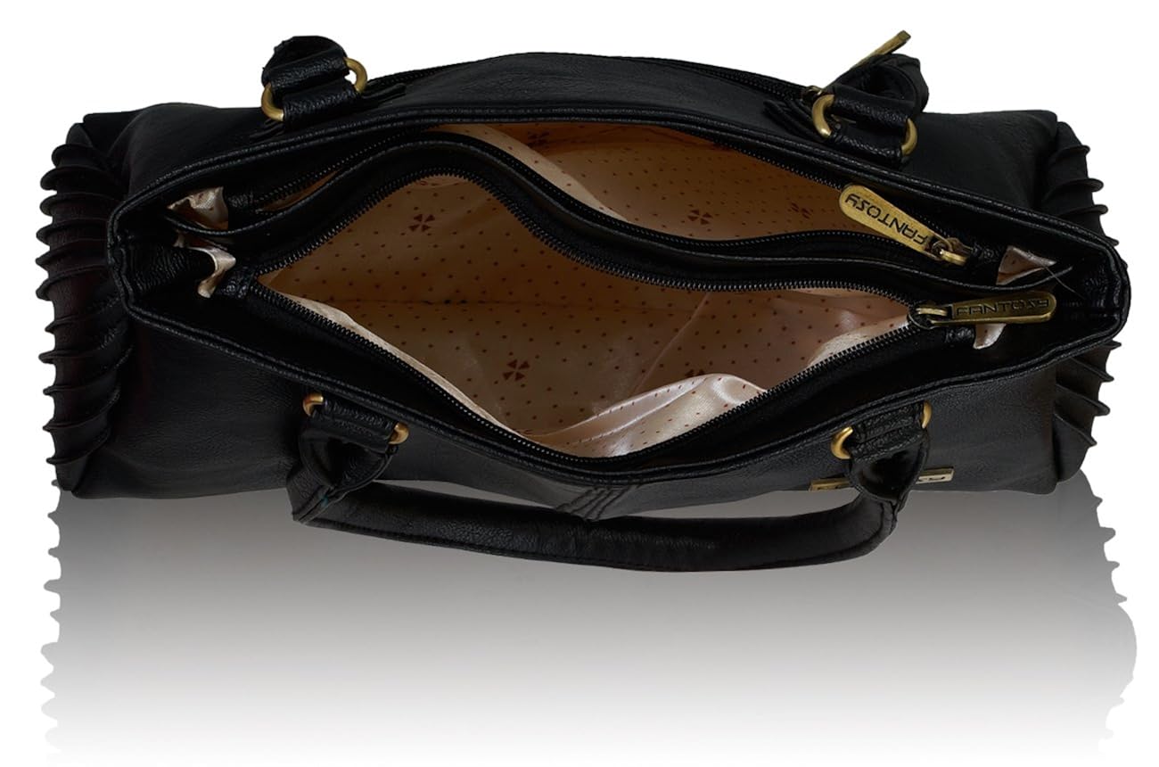 fantosy women's handbag (black) (fnb-443)