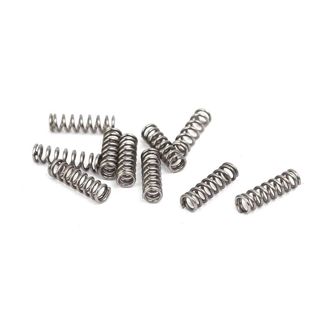 sourcingmap Compression Spring,304 Stainless Steel,3mm OD,0.5mm Wire Size,10mm Free Length,Silver Tone,10Pcs