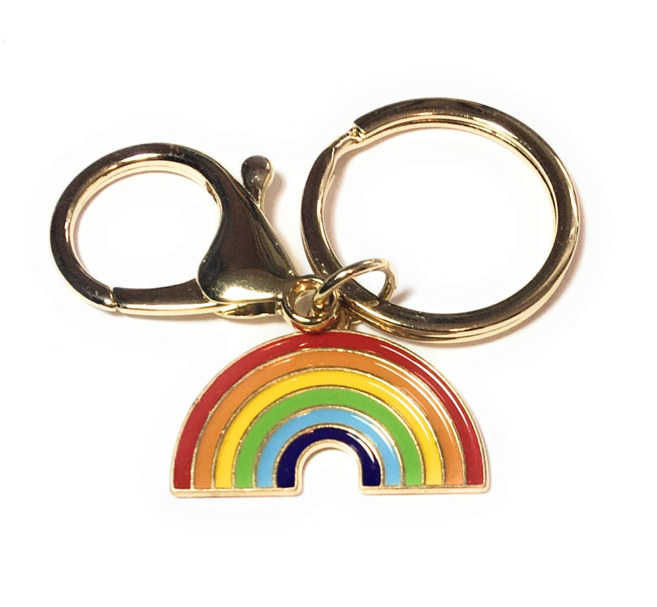 FizzyButton Gifts Enamel Rainbow Keyring Key Ring and Lobster Clasp with Gold Tone Charm