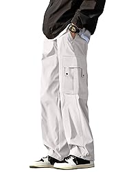 PLEPAN Men's Casual Cargo Pants with Drawstring