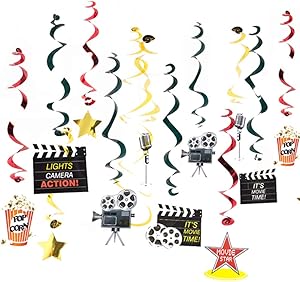 Stechop 30pcs Movie Theme Party Decorations Hanging Swirl Decorations Birthday Party Decor Movie Night Party Supplies