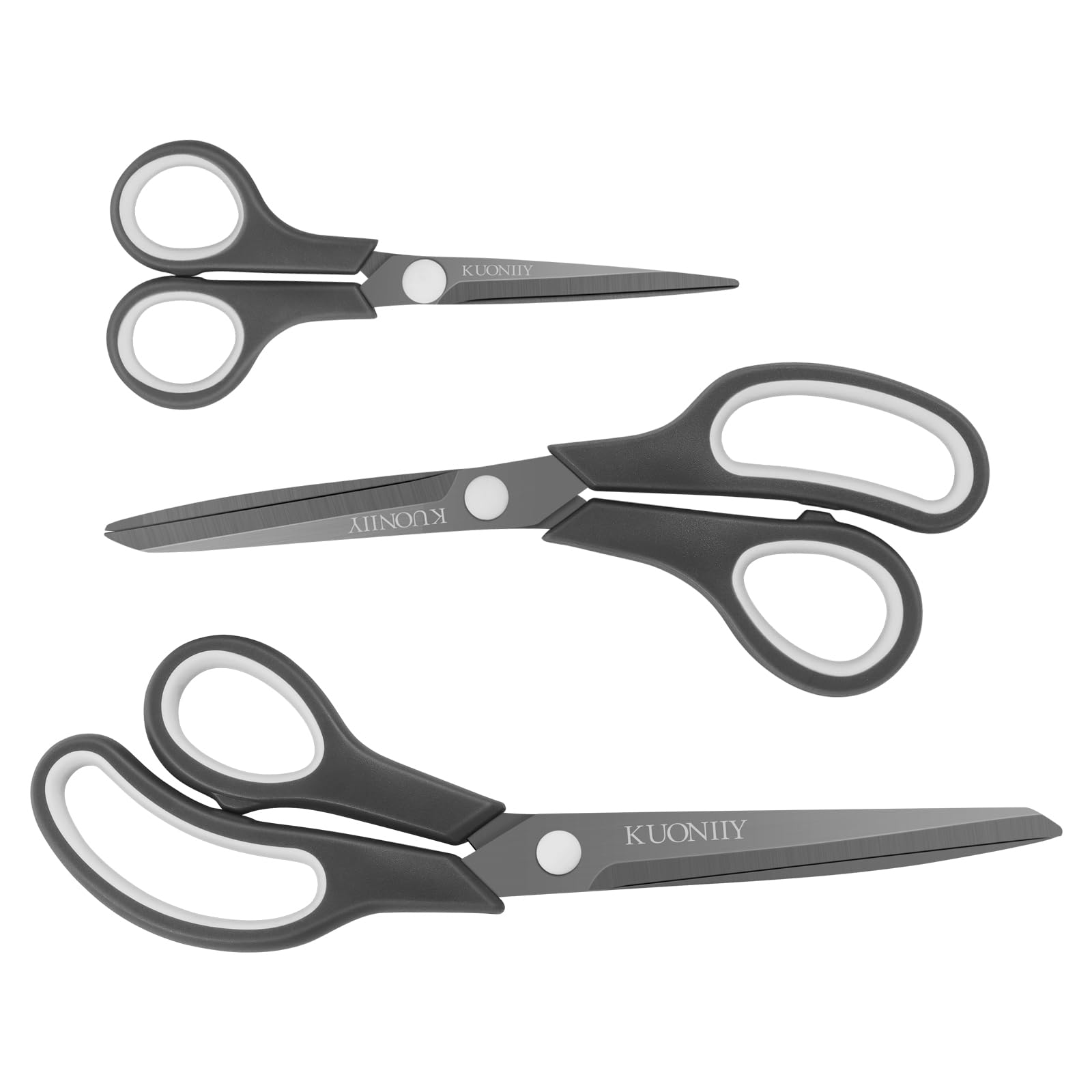 KUONIIY Scissors Ultra Sharp Titanium Coating Blades Soft Comfort-Grip Handles Multi-Purpose Scissors, Set of 3