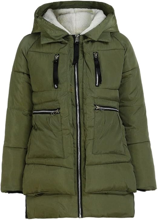 HOMEBABY Womens Long Down Puffa Jacket, Ladies Winter Hooded Padded