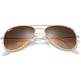 Pro Acme Small Aviator Sunglasses Glass Lens, Classic Metal Frame UV400 Protection for Men Women 55MM