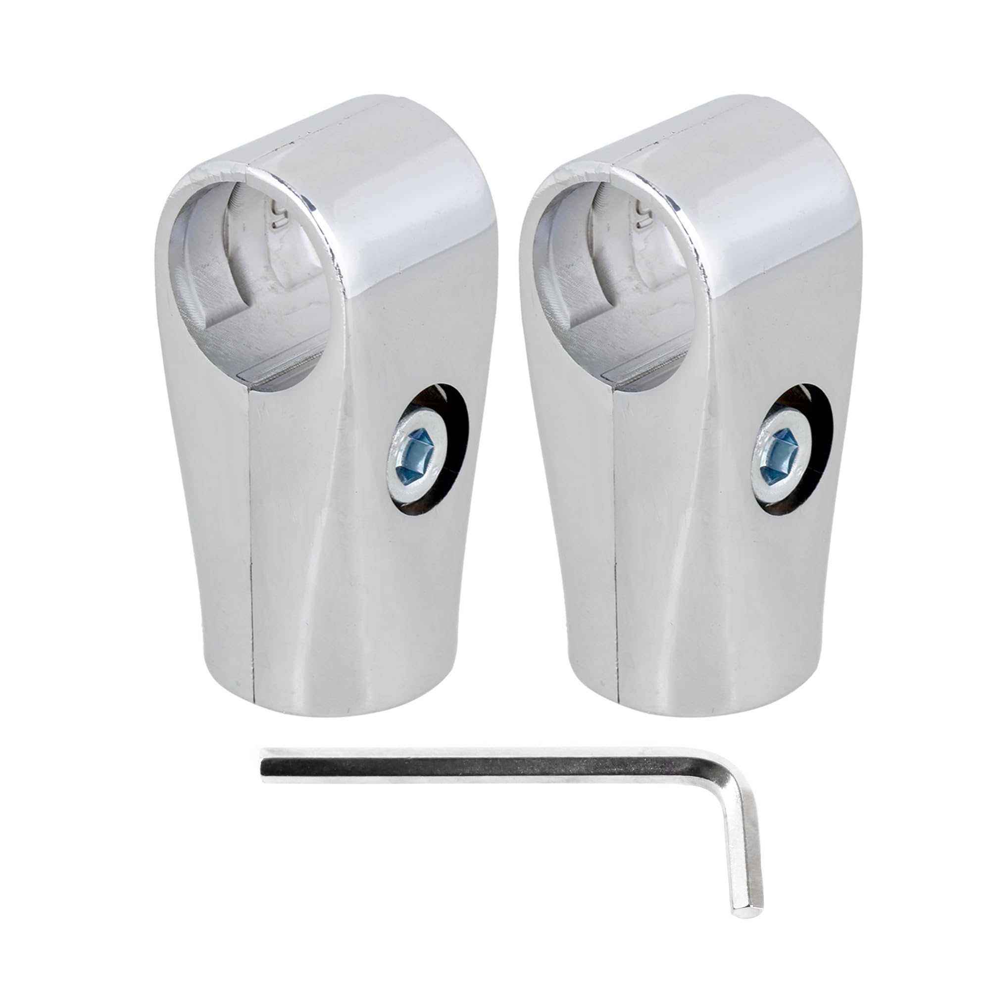 Silver 2 Way 25mm ID Tube Clamp Pipe Aluminum Alloy Drying Rack Round Connector Tube Set of 2