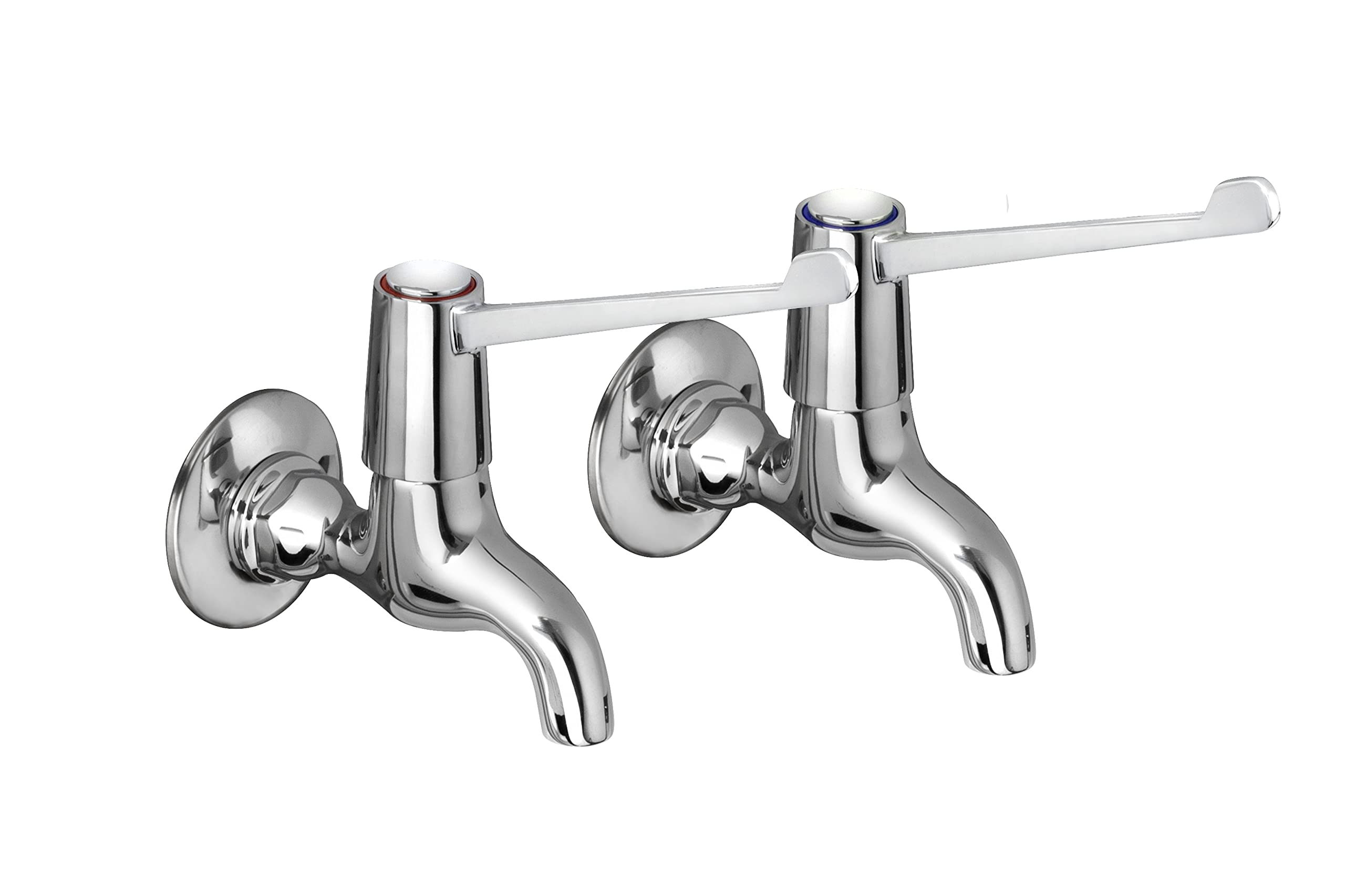 Bristan Lever Bib Taps Chrome with 6in Levers & Ceramic Disc Valves, Chrome Plated